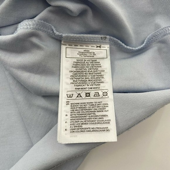 Adidas Long Sleeve Jersey Hooded Sweatshirt T-Shirt Halo Blue/White GV0246 Sz S - Picture 6 of 6